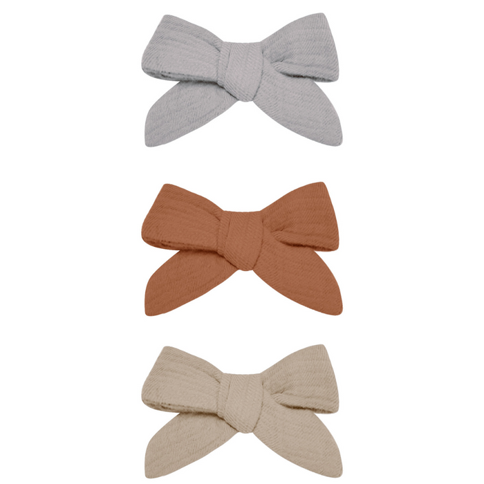 Bow w. Clip, set of 3 || Periwinkle, Clay, Oat
