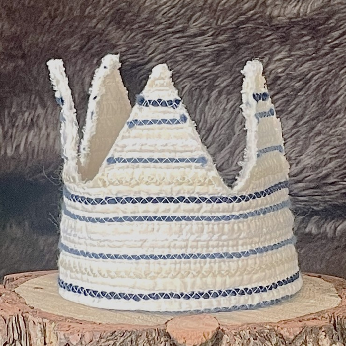Blue Striped Cotton Quilted Crown