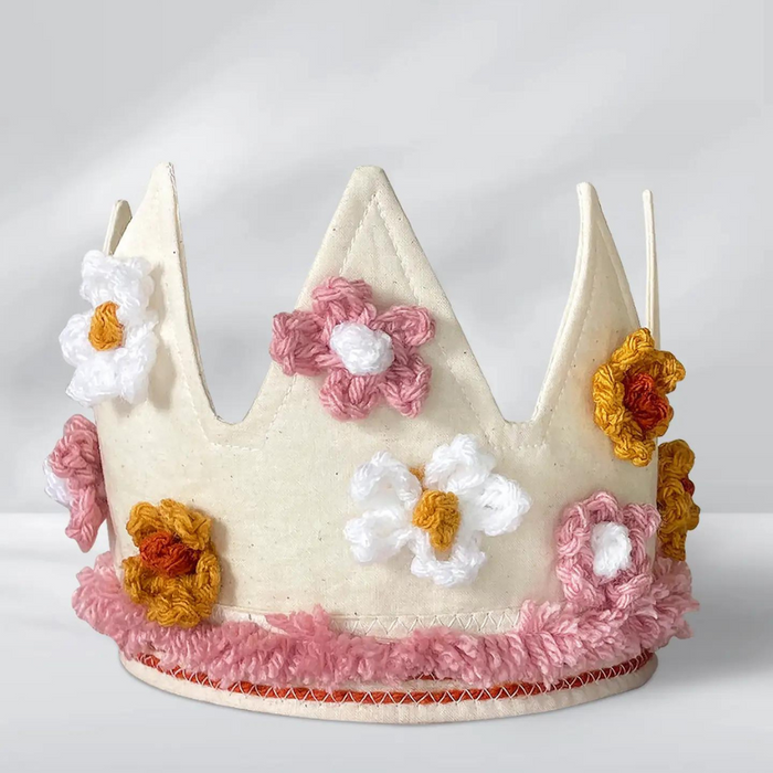 Boho Flower Fabric Birthday Crown