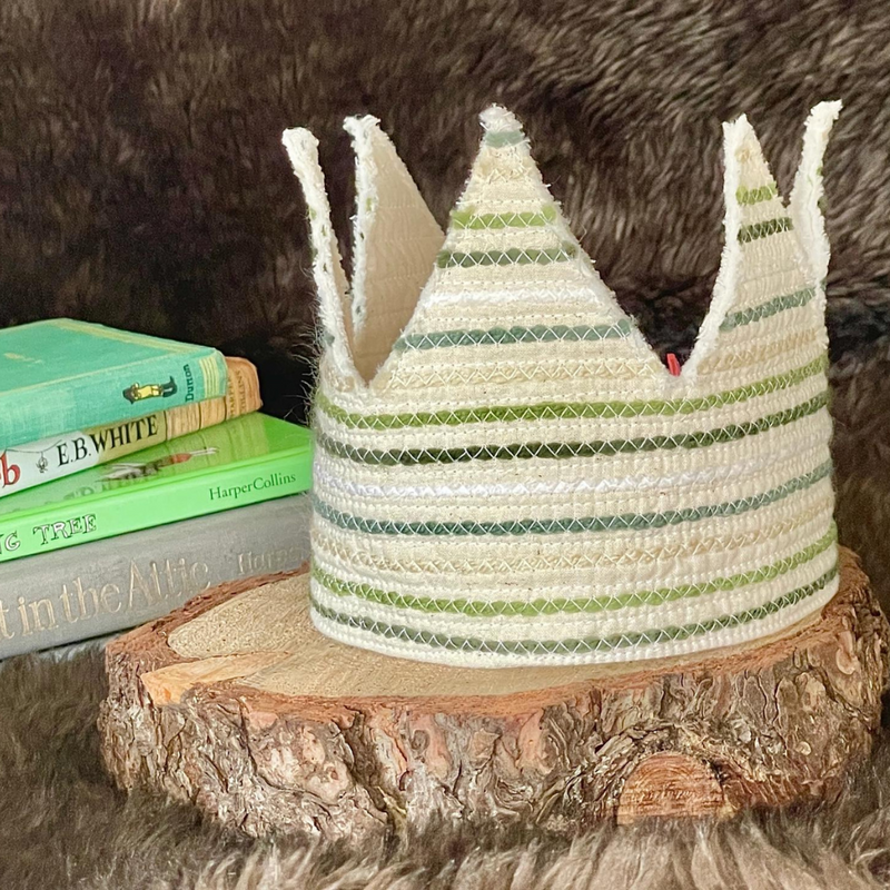Green Striped Quilted Crown
