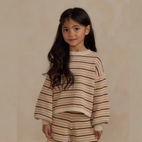 Honeycomb Stripe Boxy Crop Sweater & Pant SET