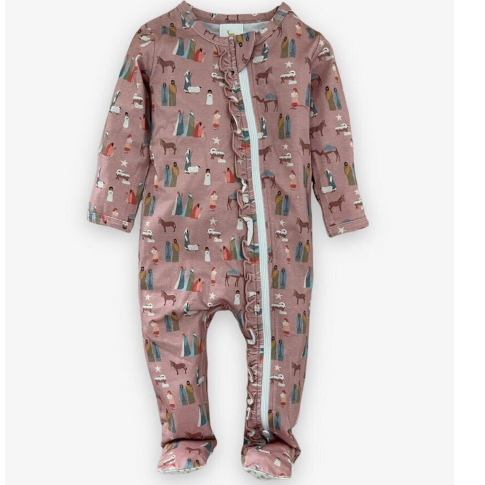 modal zipper footie pajama || silent night (rose) (18/24M)