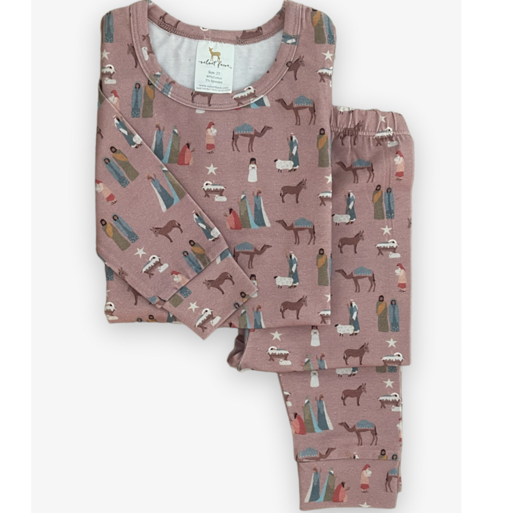 modal long sleeve pajama set || silent night (rose)