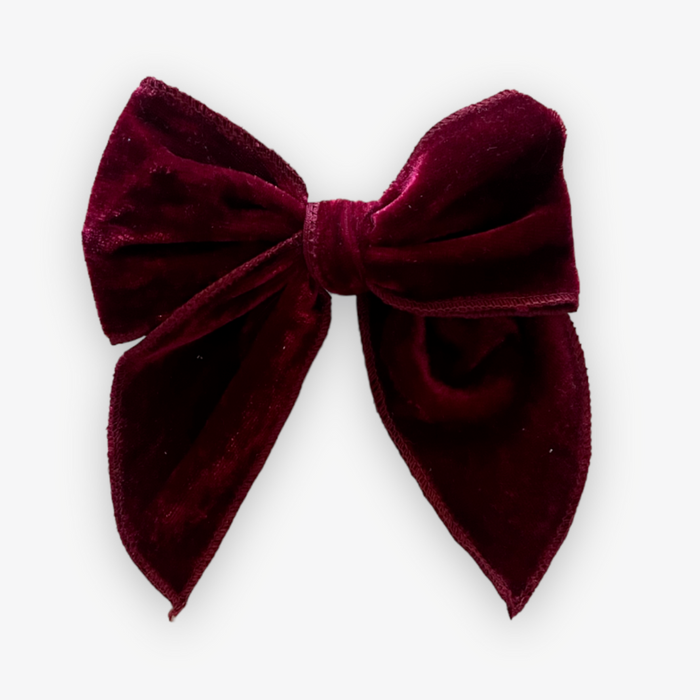 fable bow on clip || cranberry velvet