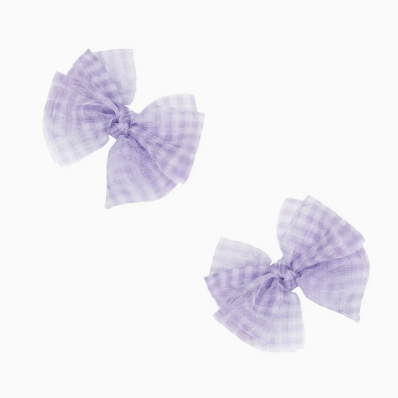 2PK Tulle Fab Clips: Light Orchid Gingham