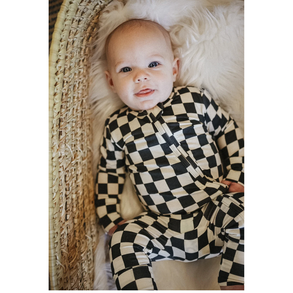 Black Checkered Romper