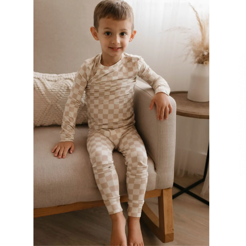 Tan Checkerboard 2 Piece Set (2/3T)