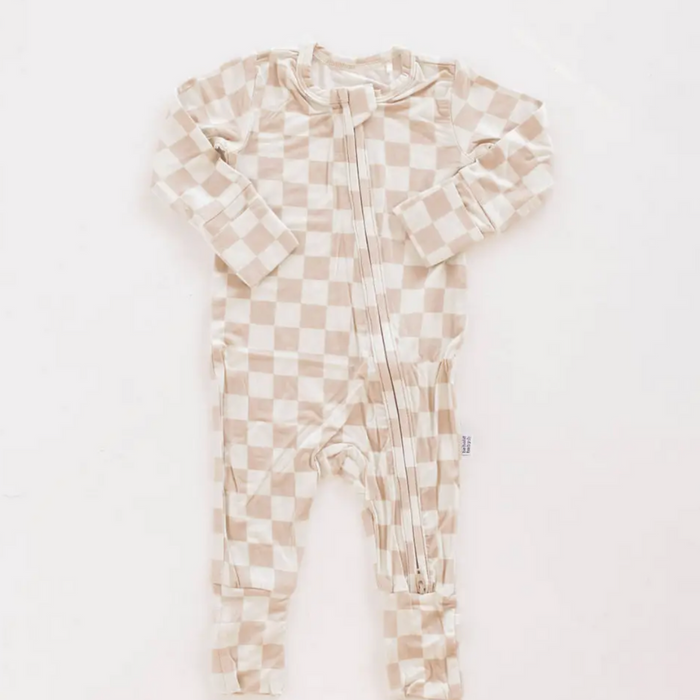 Tan Checkerboard Romper