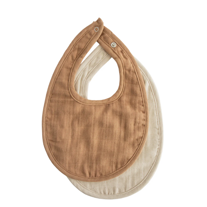 Muslin Bib 2 pack Tan/Fog