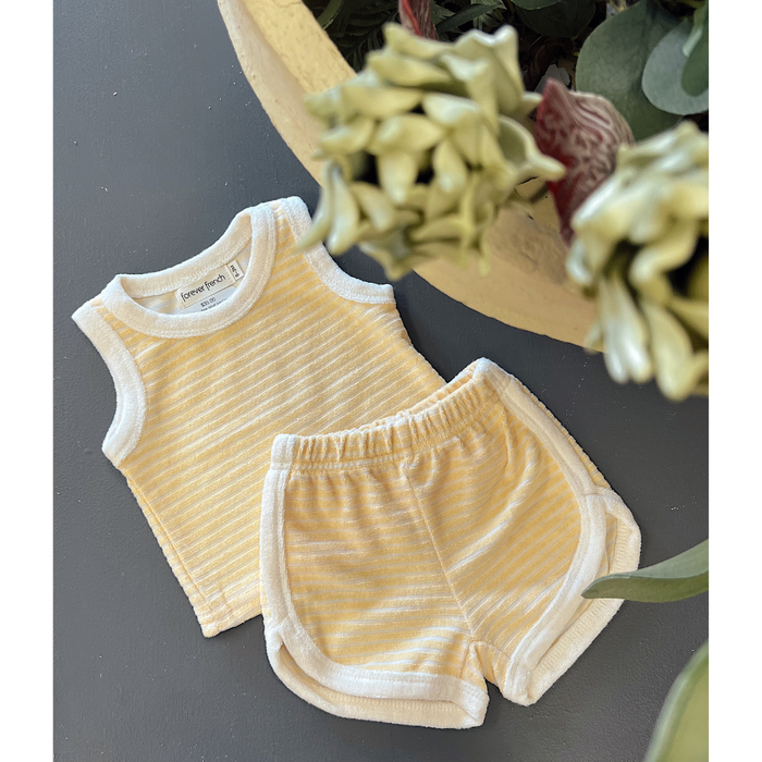 Terry Tank Short Set-Creamsicle
