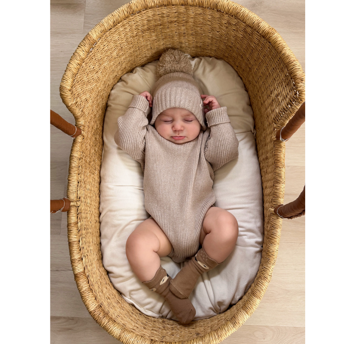 Baby Rib Bodysuit-Heather Beige
