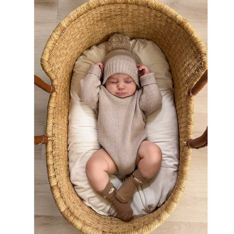 Baby Rib Bodysuit-Heather Beige