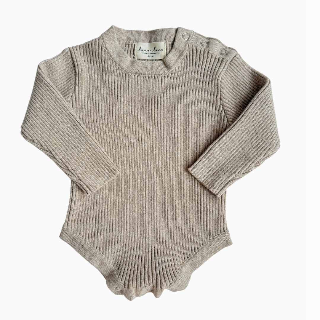 Baby Rib Bodysuit-Heather Beige
