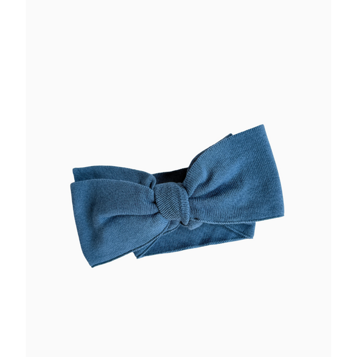 Classic Bow Headband - Denim Blue