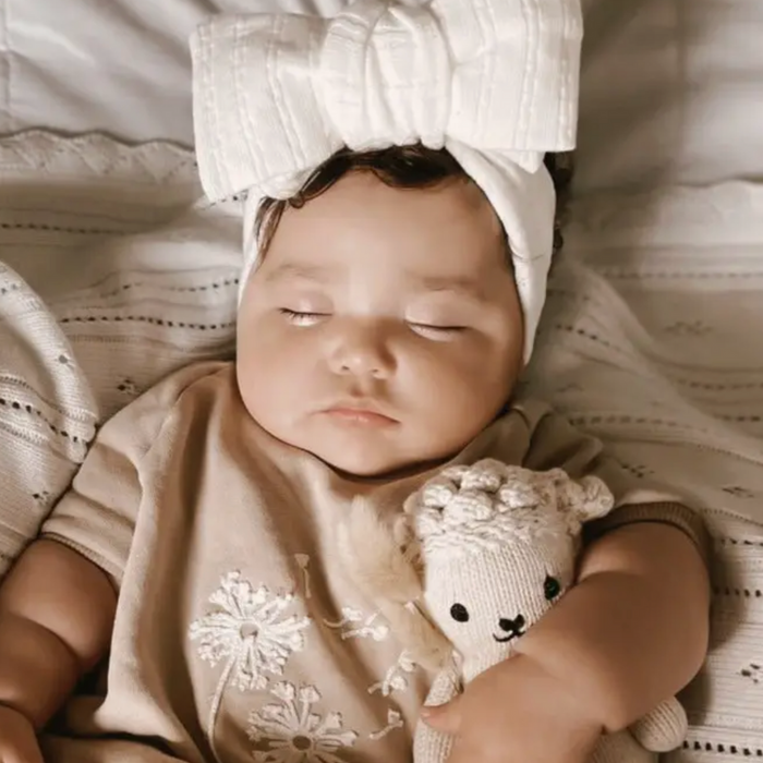 Luna + Luca Pointelle Bow Headband - White