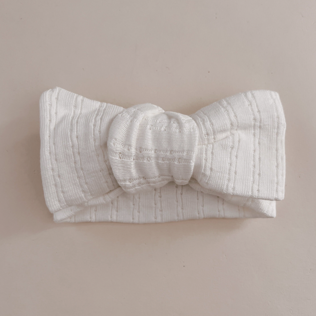 Luna + Luca Pointelle Bow Headband - White