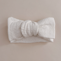 Luna + Luca Pointelle Bow Headband - White