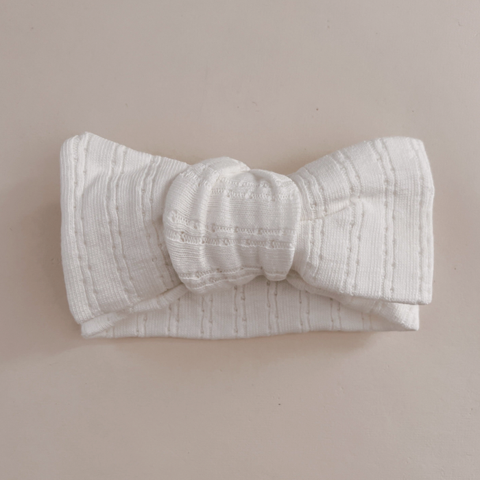 Luna + Luca Pointelle Bow Headband - White