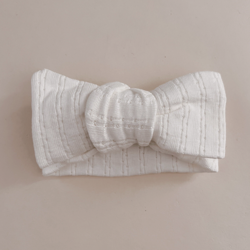Luna + Luca Pointelle Bow Headband - White