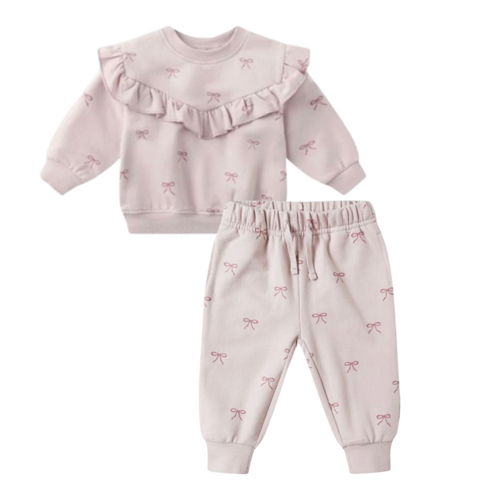 RUFFLE FLEECE SWEATSHIRT+SWEATPANTS || BOWS