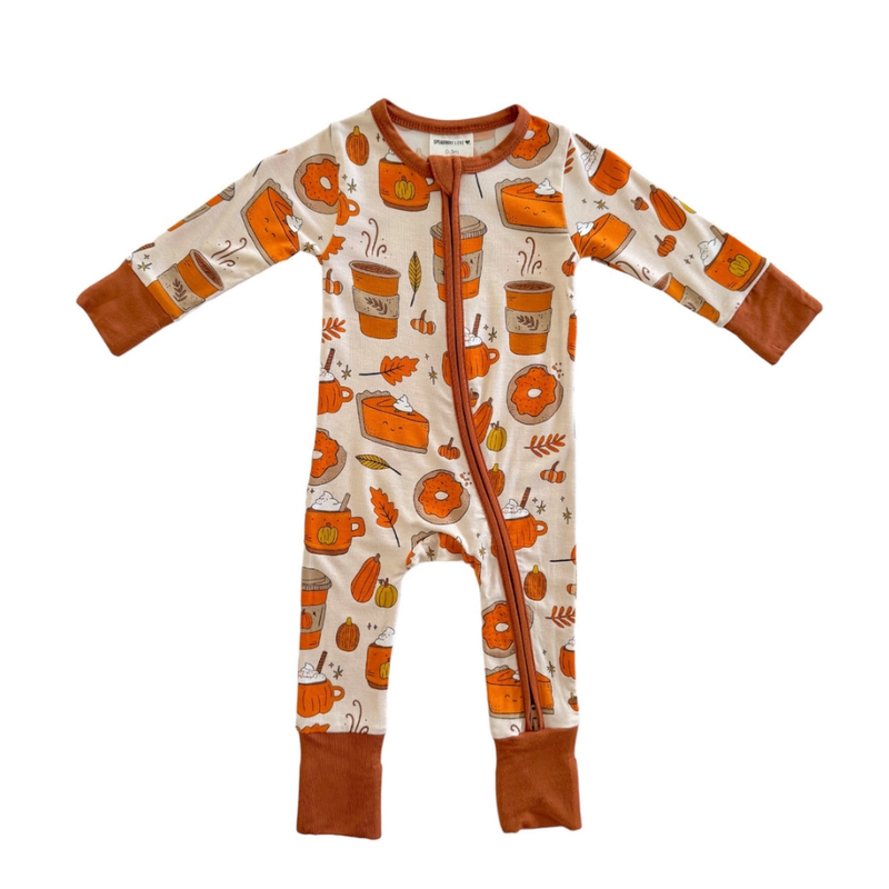 2-Way Convertible Zip Romper, Pumpkin Spice Latte