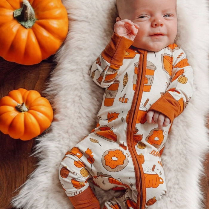 2-Way Convertible Zip Romper, Pumpkin Spice Latte