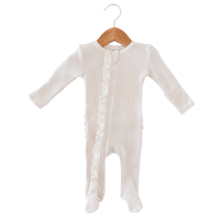 Organic Waffle 2-Way Zip Ruffle Footie- Snow