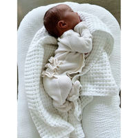 Organic Waffle 2-Way Zip Ruffle Footie- Snow