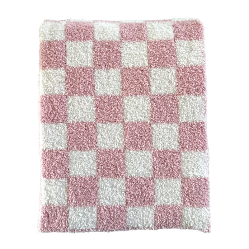 Phufy® Bliss Checkerboard Blanket- Strawberry