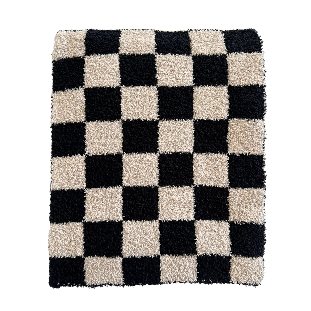 Phufy® Bliss Checkerboard Blanket- Black/Cocoa