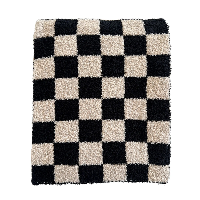 Phufy® Bliss Checkerboard Blanket- Black/Cocoa