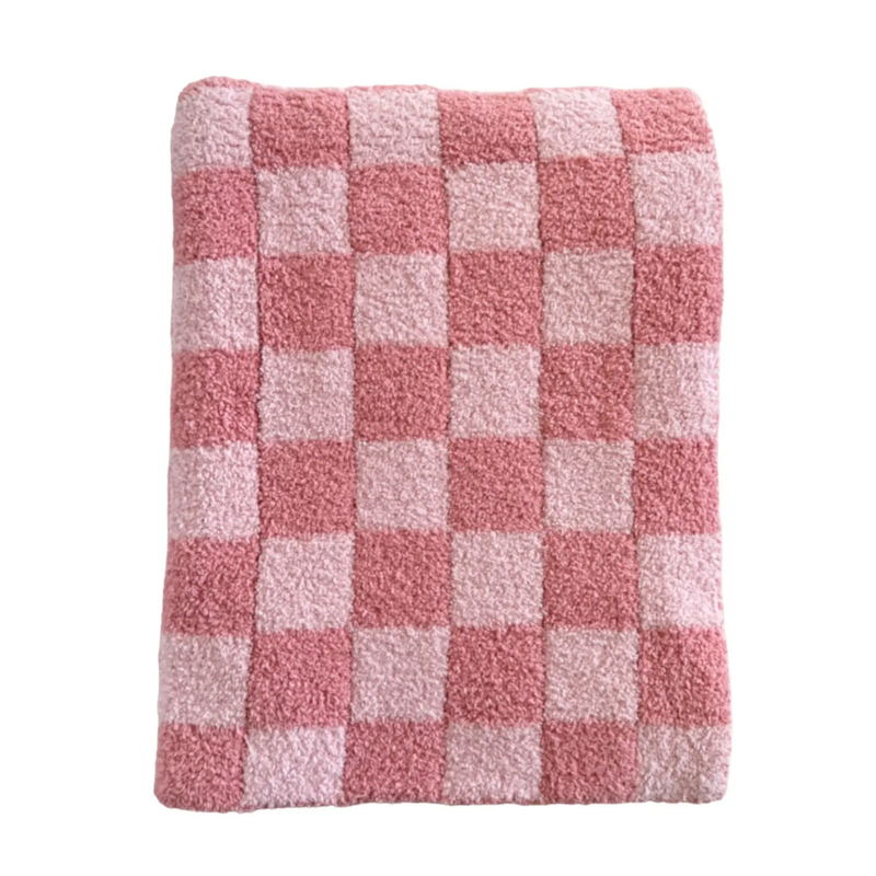 Phufy® Bliss Checkerboard Blanket- Strawberry/Carnation