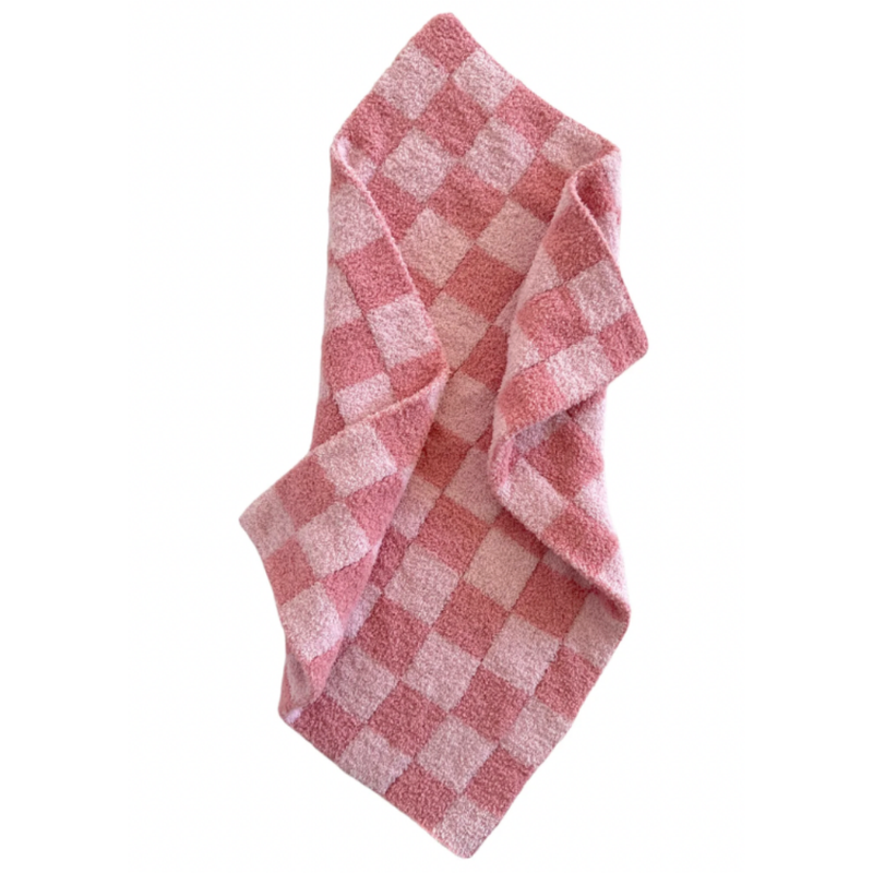 Phufy® Bliss Checkerboard Mini Blanket, Strawberry/Carnation