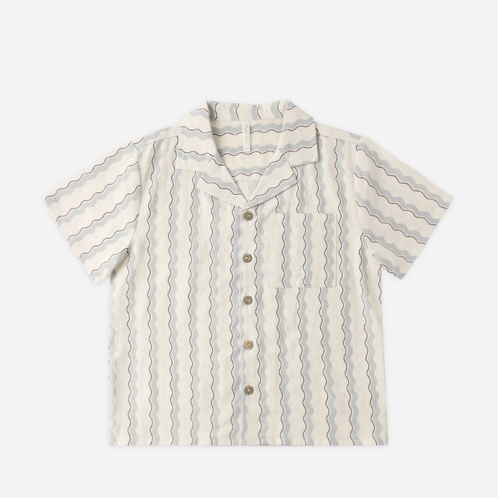 Lapel Collar Shirt Wave Stripe
