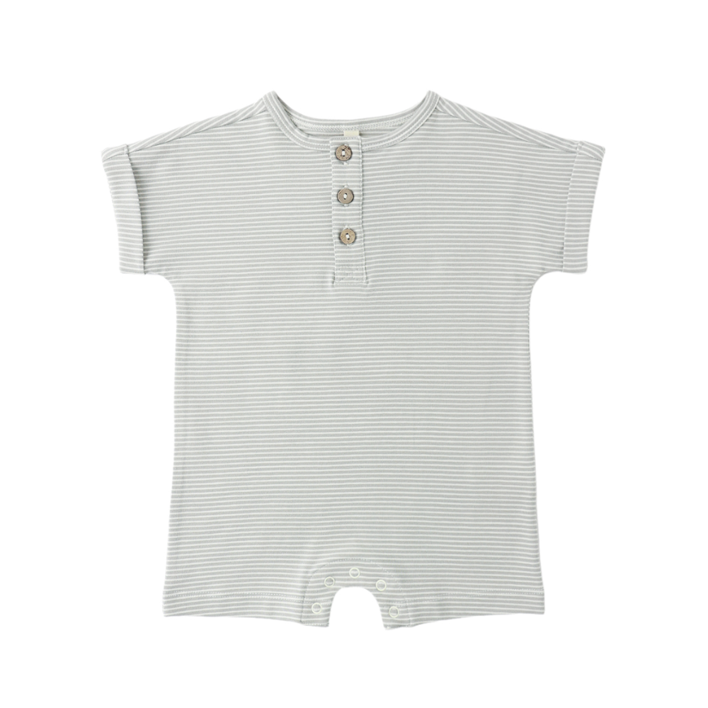 SHORT SLEEVE ONE-PIECE SAGE MICRO STRIPE