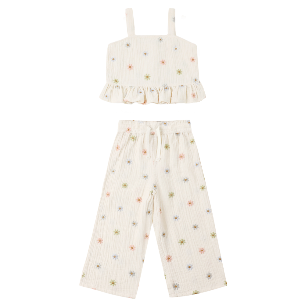 KAYLI SET EMBROIDERED DAISIES