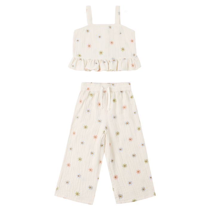 KAYLI SET EMBROIDERED DAISIES