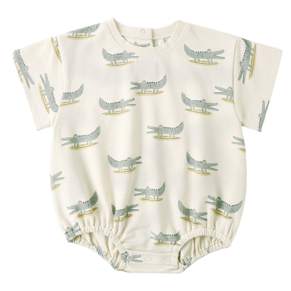 RELAXED BUBBLE ROMPER ALLIGATORS