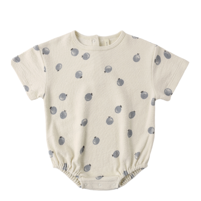 RELAXED SHORT SLEEVE BUBBLE ROMPER BLUEBERRIES