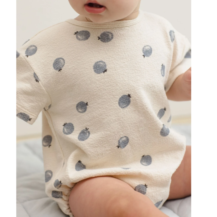 RELAXED SHORT SLEEVE BUBBLE ROMPER BLUEBERRIES