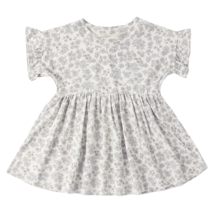 BAMBOO BABYDOLL DRESS BLUE FLORAL