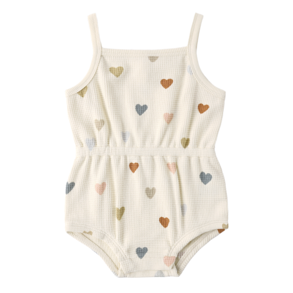 WAFFLE CINCH ROMPER CONFETTI HEARTS