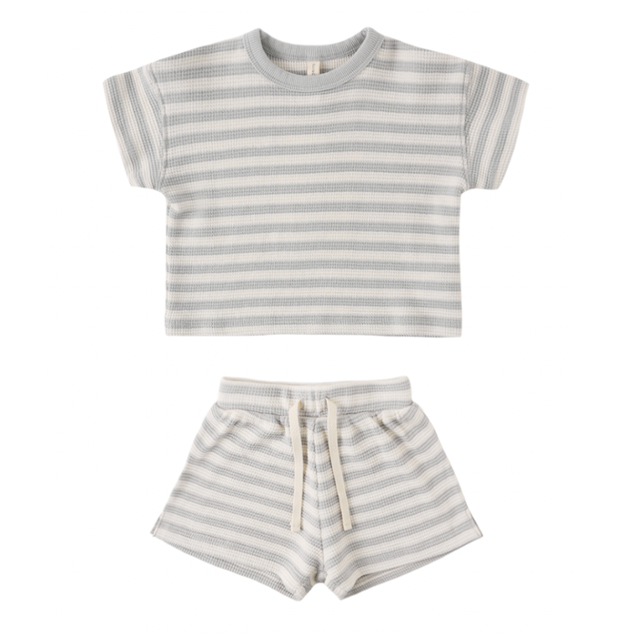 WAFFLE TEE + SHORT SET SKY STRIPE
