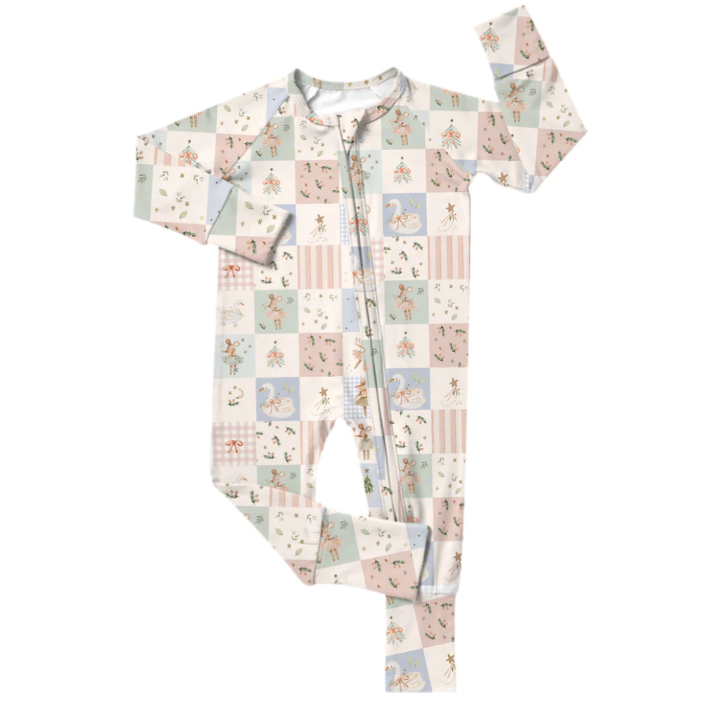 PREORDER - Sugarplum Patchwork Zipper Romper