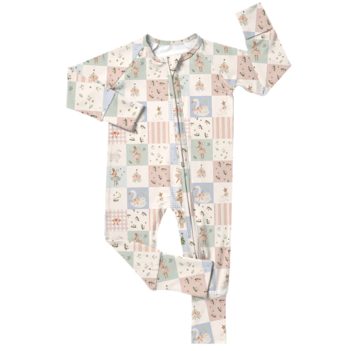PREORDER - Sugarplum Patchwork Zipper Romper