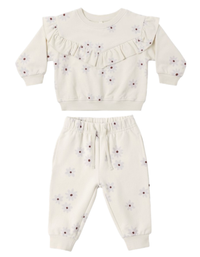 RUFFLE FLEECE SWEATSHIRT +RELAXED FLEECE SWEATPANT BLUE DAISY