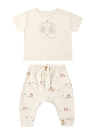 BOXY TEE LITTLE TURKEY + DRAWSTRING PANT TURKEY