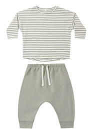 LONG SLEEVE TEE LAUREL STRIPE + DRAWSTRING PANT LAUREL