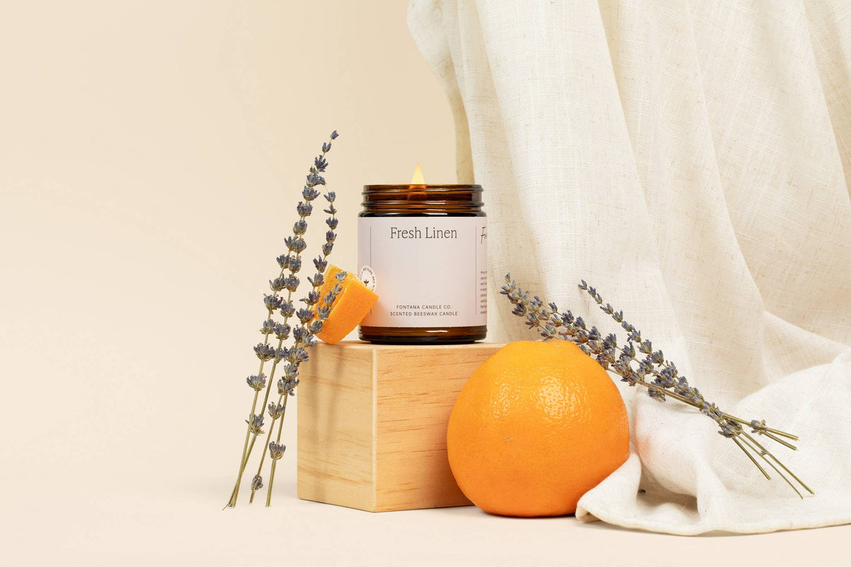 Fresh Linen Essential Oil Beeswax Jar Candle: Non-Toxic