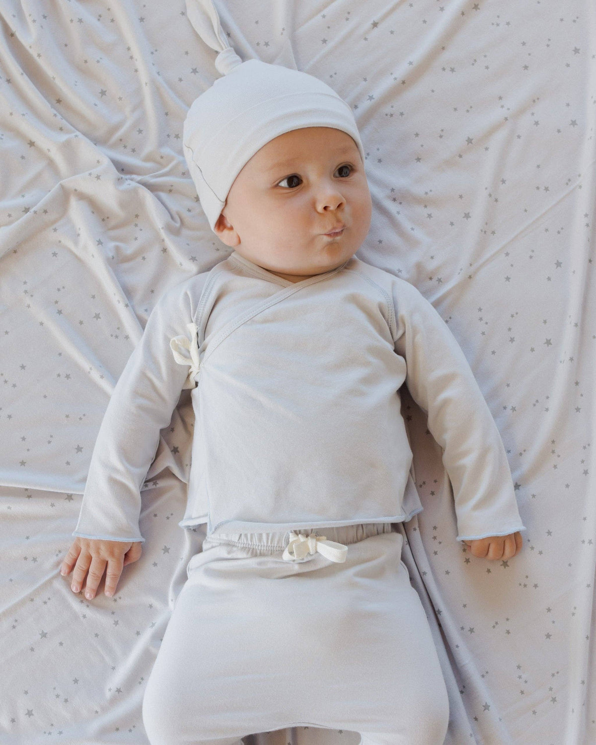 Wrap Top + Footed Pant Set Fog